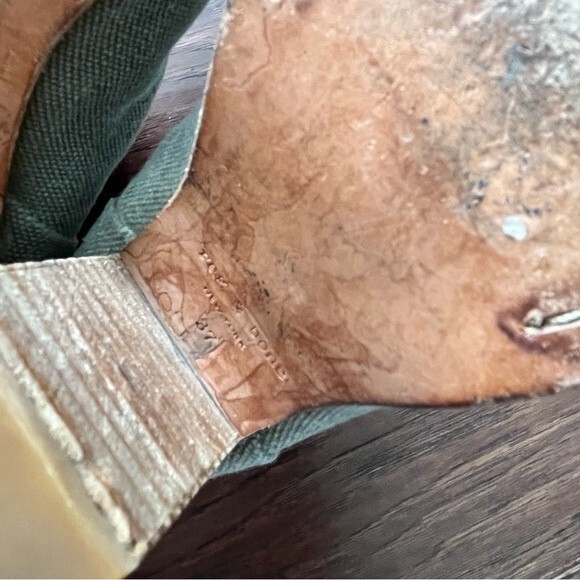 Rag & Bone Ankle Booties Heeled Canvas Fabric Grey Green Zip Up Sz. 7 - Picture 8 of 9